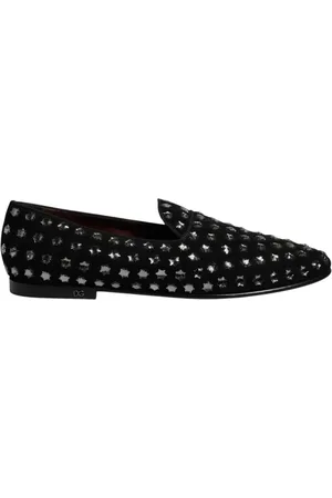 Dolce & Gabbana Sko, Herre, Sort, 43 EU, Læder, Krystalstjerne Loafers