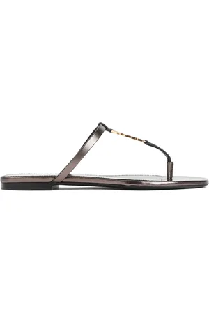 Saint Laurent Sko, Dame, Brun, 37 1/2 EU, Læder, Lædersandaler med mandeltå