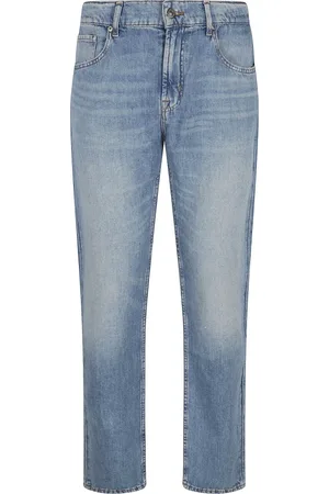 7 for all Mankind Jeans, Herre, Blå, W29, Denim, Lys Linnedenim Straight Jeans