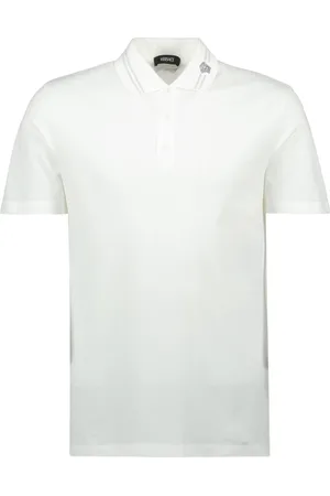 VERSACE Top, Herre, Hvid, S, Bomuld, Medusa Broderet Polo Skjorte
