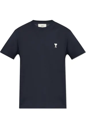 Ami Top, Herre, Blå, 2XL, Bomuld, T-shirt med broderet logo