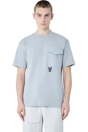 Moncler Top, Herre, Grå, S, Bomuld, Bomuld Jersey Logo Motif T-Shirt