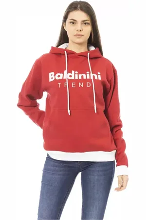 BALDININI Sweathshirts & Hoodies, Dame, Rød, XL, Bomuld, Bomuldshættetrøje med logo foran