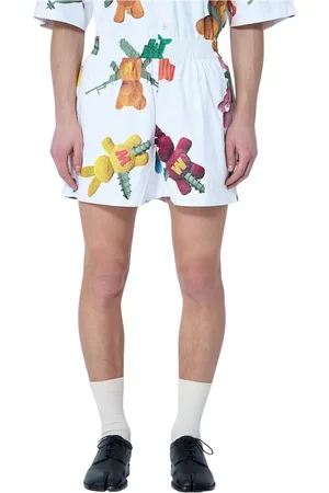 WALTER VAN BEIRENDONCK Shorts, Herre, Hvid, M, Logo Bjørnemotiv Shorts