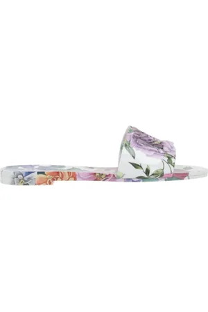 Dolce & Gabbana Sko, Dame, Flerfarvet, 37 EU, Blomstret Slide Sandaler med DG Logo