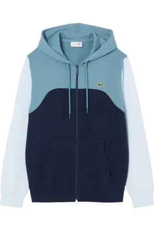 Lacoste Sweathshirts & Hoodies, Herre, Blå, L, Bomuld, Blå Hættetrøje med Lynlås