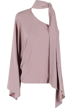 FEDERICA TOSI Bluser & Skjorter, Dame, Lyserød, XS, Uld, Én-skulder Crepe de Chine Top