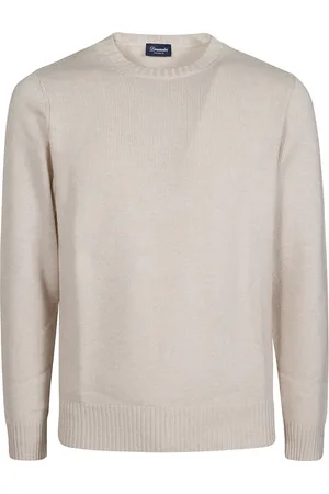 DRUMOHR Strik, Herre, Hvid, M, Cashmere, Klassisk Striktrøje
