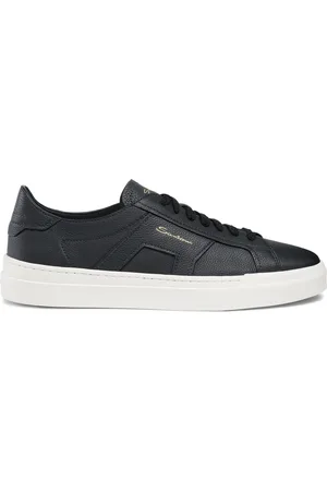 santoni Sko, Herre, Blå, 44 EU, Læder, Double Buckle Sneakers