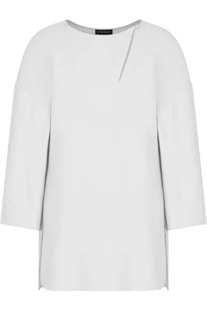 Emporio Armani Top, Dame, Hvid, S, Laser Cut Rund Hals Top