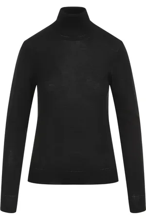 Saint Laurent Strik, Dame, Sort, M, Uld, Turtleneck Sweater