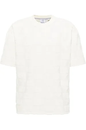 Carlo Colucci Top, Herre, Hvid, M, Uld, Oversize T-shirt med Terry Inserts