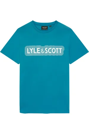 Lyle & Scott Top, Herre, Blå, L, Bomuld, Vibrations Print T-Shirt
