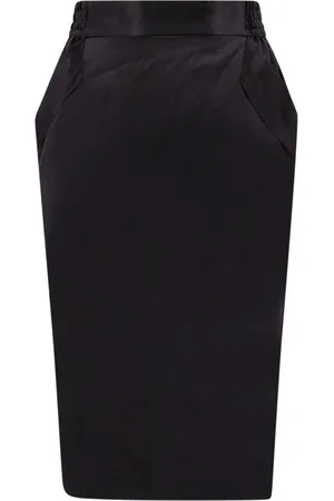 Saint Laurent Nederdel, Dame, Sort, M, Silkenederdel med lynlåslukning