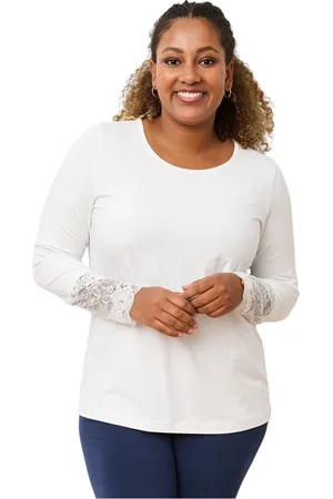 Pont Neuf Top, Dame, Hvid, S, Bomuld, Elegant T-shirt med blonder detaljer