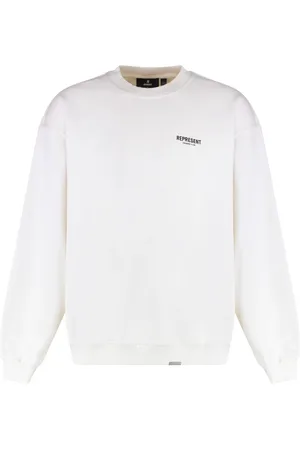 Represent Strik, Herre, Hvid, S, Bomuld, Ribstrikket bomulds sweatshirt med rund hals