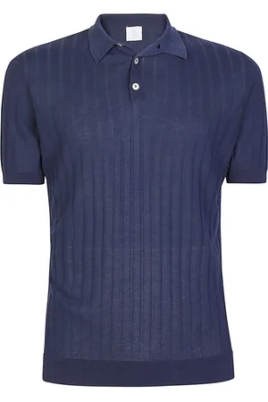 ELEVENTY Strik, Herre, Blå, 3XL, Bomuld, Bomuld Crepe Polo Skjorte