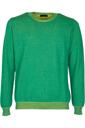 Roberto Collina Strik, Herre, Grøn, M, Bomuld, Grøn sweater med Girocollo halsudskæring