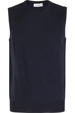 KANGRA CASHMERE Strik, Herre, Blå, L, Uld, Stilfuld Vest til Mænd