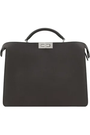 Fendi Taske, Herre, Sort, ONE SIZE, Læder, Læder Peekaboo Håndtaske med Flere Rum