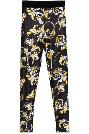 VERSACE Bukser, Dame, Flerfarvet, 3XS, Logo Elastik Talje All-Over Print Bukser