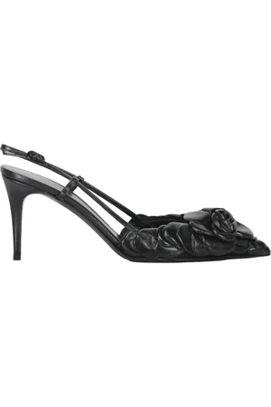 VALENTINO GARAVANI Sko, Dame, Sort, 39 1/2 EU, Blomstret Pointy Toe Slingback Pumps