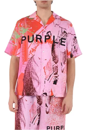 Purple Brand Skjorte, Herre, Flerfarvet, XL, Trykt Lyocell Twill Skjorte