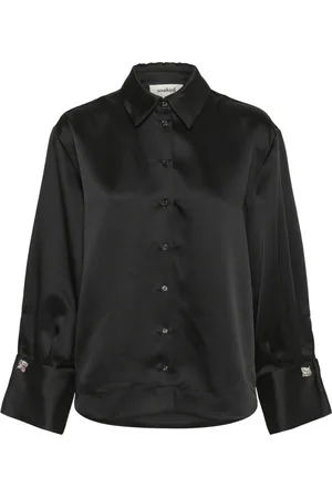 Soaked in Luxury Bluser & Skjorter, Dame, Sort, XS, Polyester, Elegant Sort Skjorte med Lange Ærmer