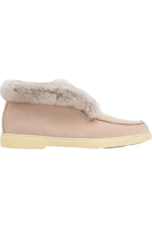 santoni Sko, Dame, Lyserød, 40 EU, Suede, Fur-Lined Suede Desert Støvler
