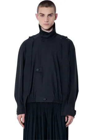 Issey Miyake Jakke, Herre, Sort, S, Uld, Drop Shoulder Turtleneck Jakke