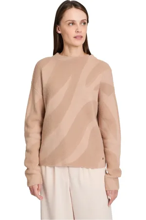 Betty & Co Strik, Dame, Brun, 2XL, Elegant Jacquard Striktrøje