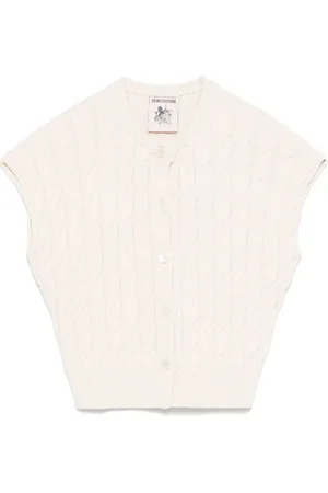 SEMICOUTURE Strik, Dame, , S, Uld, Knappet Cap Sleeve Sweater