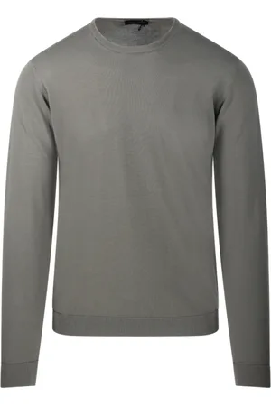 Roberto Collina Strik, Herre, Grå, L, Bomuld, Army Rund Hals Sweater