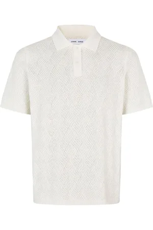 Samsøe Samsøe Top, Herre, Hvid, L, Bomuld, Printet Kortærmet Poloshirt