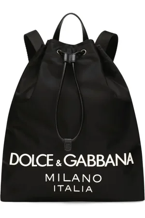 Dolce & Gabbana Taske, Herre, Sort, ONE SIZE, Uld, Logo Print Snøre Rygsæk