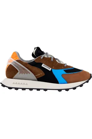RUN OF Sko, Herre, Flerfarvet, 41 EU, Brune sneakers med orange detaljer
