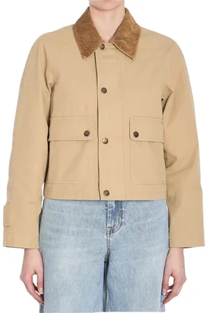 Burberry Jakke, Dame, Brun, S, Arkiv Beige Corduroy Krave Yderbeklædning