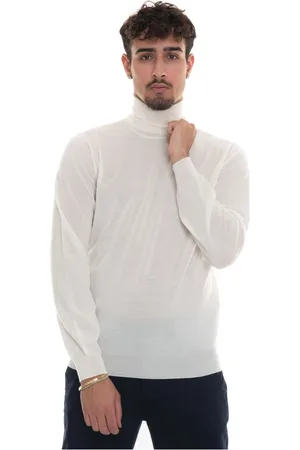 hindustrie Strik, Herre, Hvid, M, Uld, Merino Uld V-Hals Pullover Slim Fit