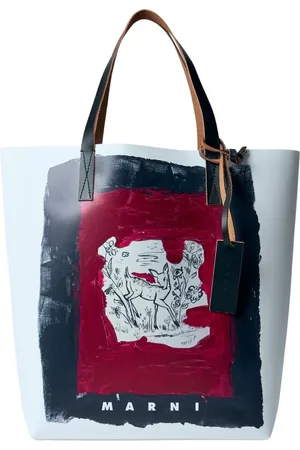 Marni Taske, Herre, Flerfarvet, ONE SIZE, Læder, Tote taske med logo print