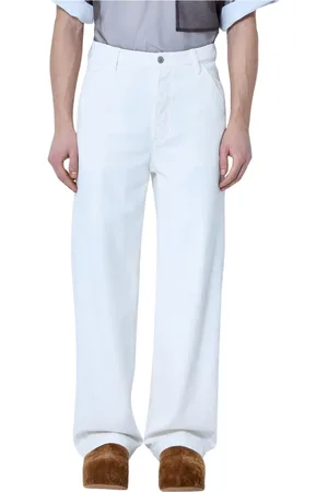 DRIES VAN NOTEN Bukser, Herre, Hvid, W31, Bomuld, Bomuldsgarvet bukser med lommer