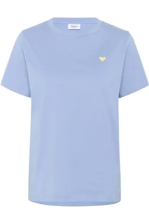 Saint Tropez Top, Dame, Blå, XS, Bomuld, Broderet Hjerte Tee Hydrangea