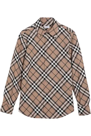 Burberry Bluser & Skjorter, Dame, Brun, 4XS, Uld, Langærmet skjorte