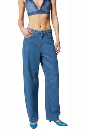 Silvian Heach Jeans, Dame, Blå, W27, Bomuld, Jeans med lige ben og høj talje