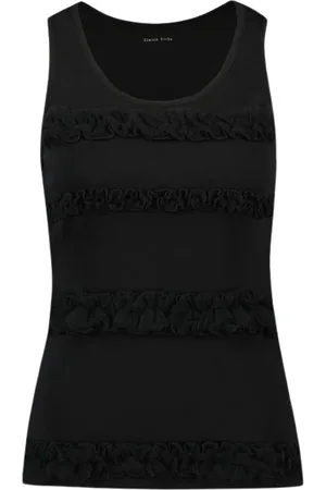 Simone Rocha Top, Dame, Sort, S, Bomuld, Ruffle Tank Top i bomuldsjersey