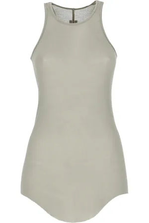 Rick Owens Top, Dame, Grøn, XS, Grøn Silkeblandet Ribbet Ærmeløs Top