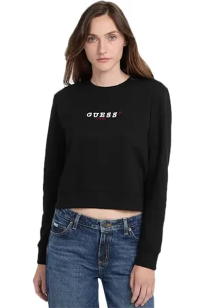 Guess Sweathshirts & Hoodies, Dame, Sort, L, Bomuld, 3D Broderet Hættetrøje Sweater