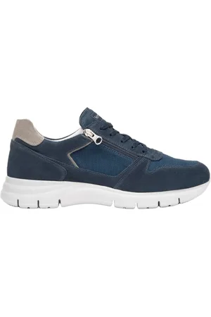 Nero Giardini Sko, Herre, Blå, 41 EU, Læder, Blå Sneakers med Lynlås Lukning