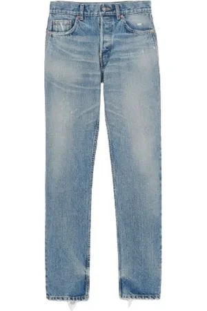Saint Laurent Jeans, Herre, Blå, W34, Denim, Straight-Leg Blå Denim Jeans