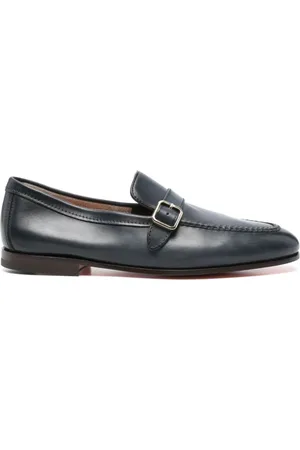 santoni Sko, Herre, Sort, 42 EU, Læder, Blå Læder Sandal med Hælrem