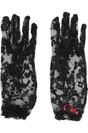 VALENTINO GARAVANI Tilbehør, Dame, Sort, 8 IN, Bomuld, Sorte handsker med VLogo-signaturdetalje